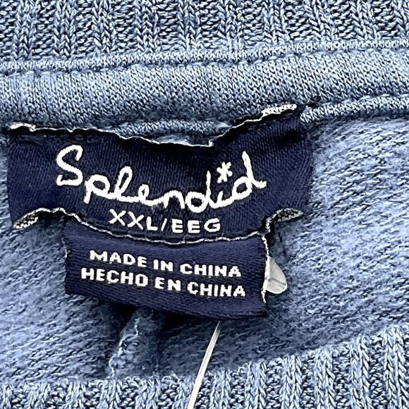 Splendid Top Women XXL Ombre Blue Long Sleeve Stretch Knit Round Neck NEW - Picture 3 of 10